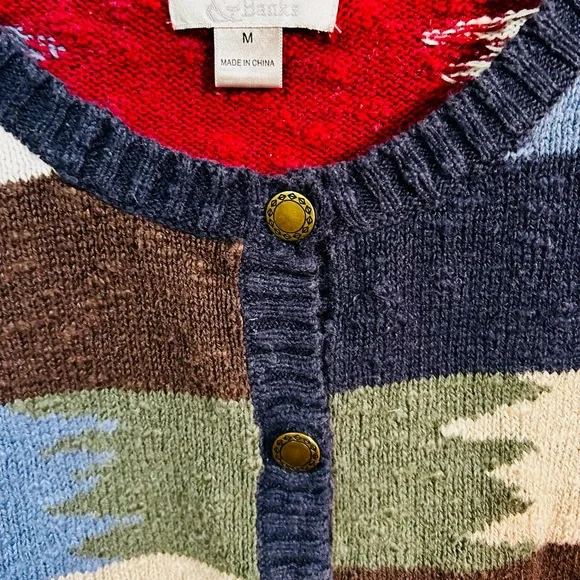 Christopher & Banks Vintage PatchWork Multicolor Cardigan Size M - Picture 2 of 4